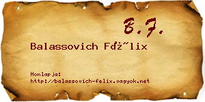 Balassovich Félix névjegykártya